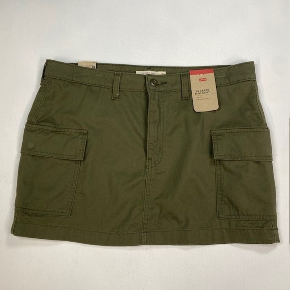 Levis 94 Cargo Mini Skirt Olive Green Mid Rise Twill Size 31 A75200001 NEW